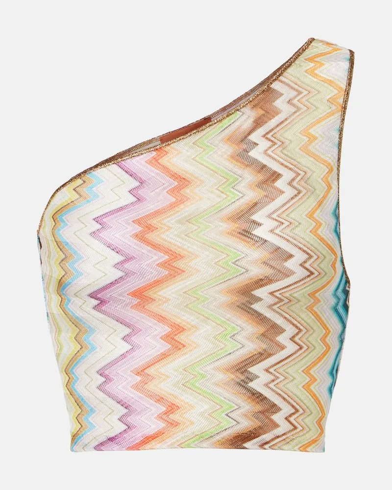 Missoni Top cropped monospalla a zig zag Multicolore