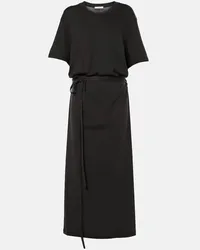 Christophe Lemaire Abito midi in jersey di cotone Nero