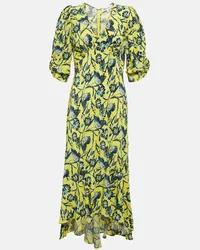 Diane von Furstenberg Abito midi in crêpe con stampa Giallo