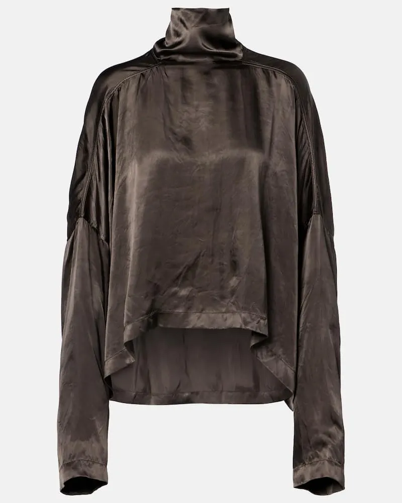 Rick Owens Top asimmetrico Jumbo Tabard in raso Marrone