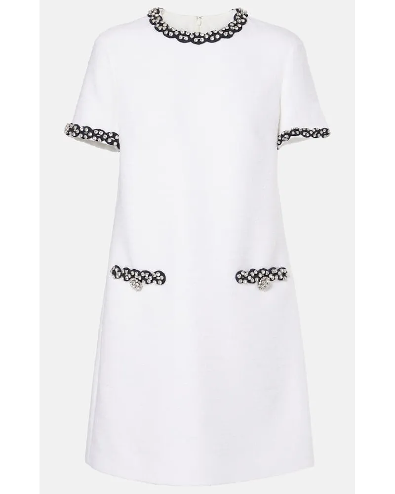 Valentino Garavani Abito corto in tweed con cristalli Bianco
