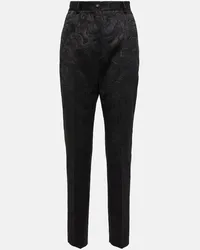 Dolce & Gabbana Pantaloni cropped jacquard a vita alta Nero