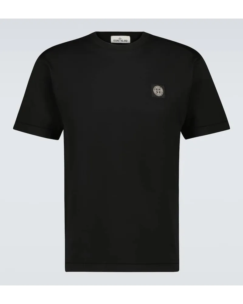 Stone Island T-shirt Compass in jersey di cotone Nero