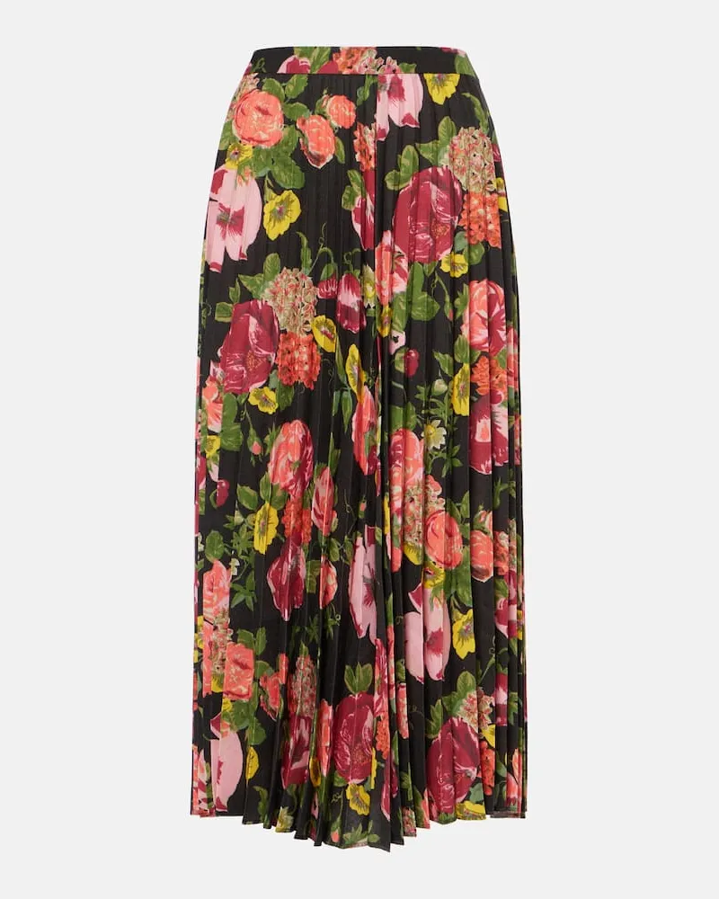 Junya Watanabe Gonna midi con stampa floreale Nero