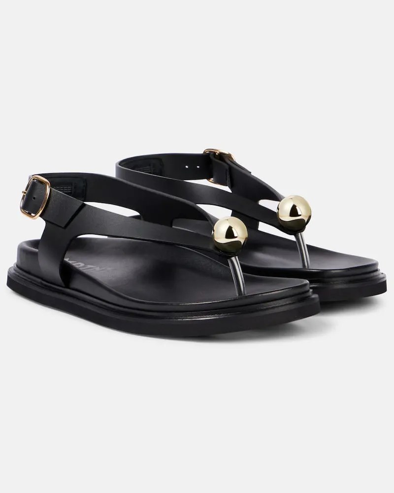 SOULIERS MARTINEZ Sandali Spiaggia in pelle Nero