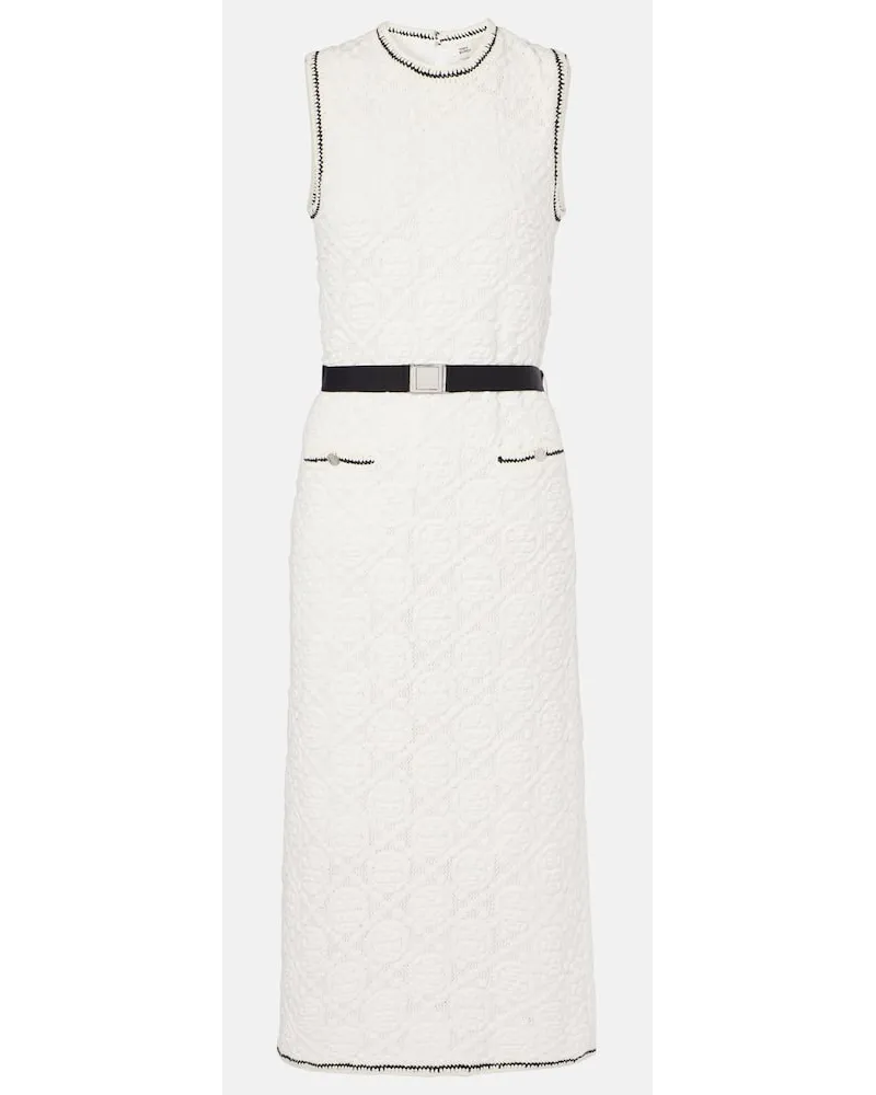 Tory Burch Abito midi in cotone con cintura Bianco