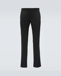 Gucci Pantaloni in misto cotone GG Nero