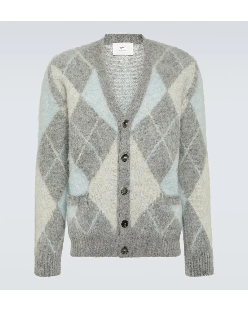 AMI Paris Cardigan Argyle in misto lana Multicolore