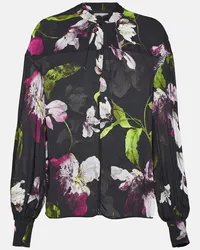 Erdem Blusa in crêpe con stampa Nero