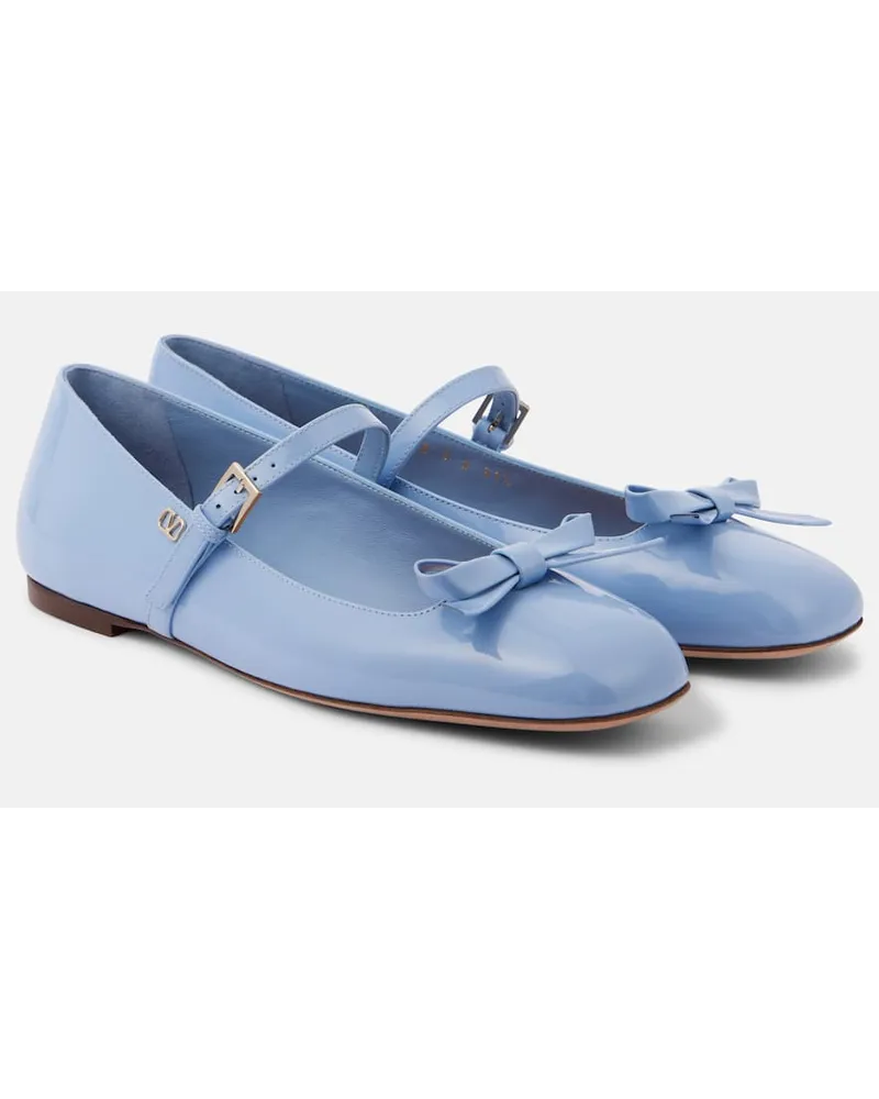 Valentino Garavani Ballerine Mary Jane Romance Bow in vernice Blu