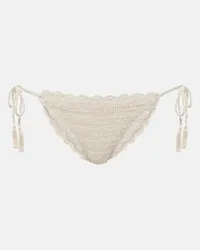 Anna Kosturova Slip bikini Classic in crochet di cotone Neutro