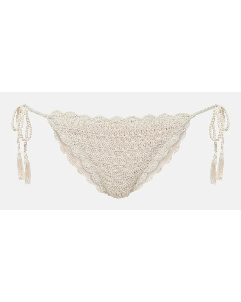 Anna Kosturova Slip bikini Classic in crochet di cotone Neutro