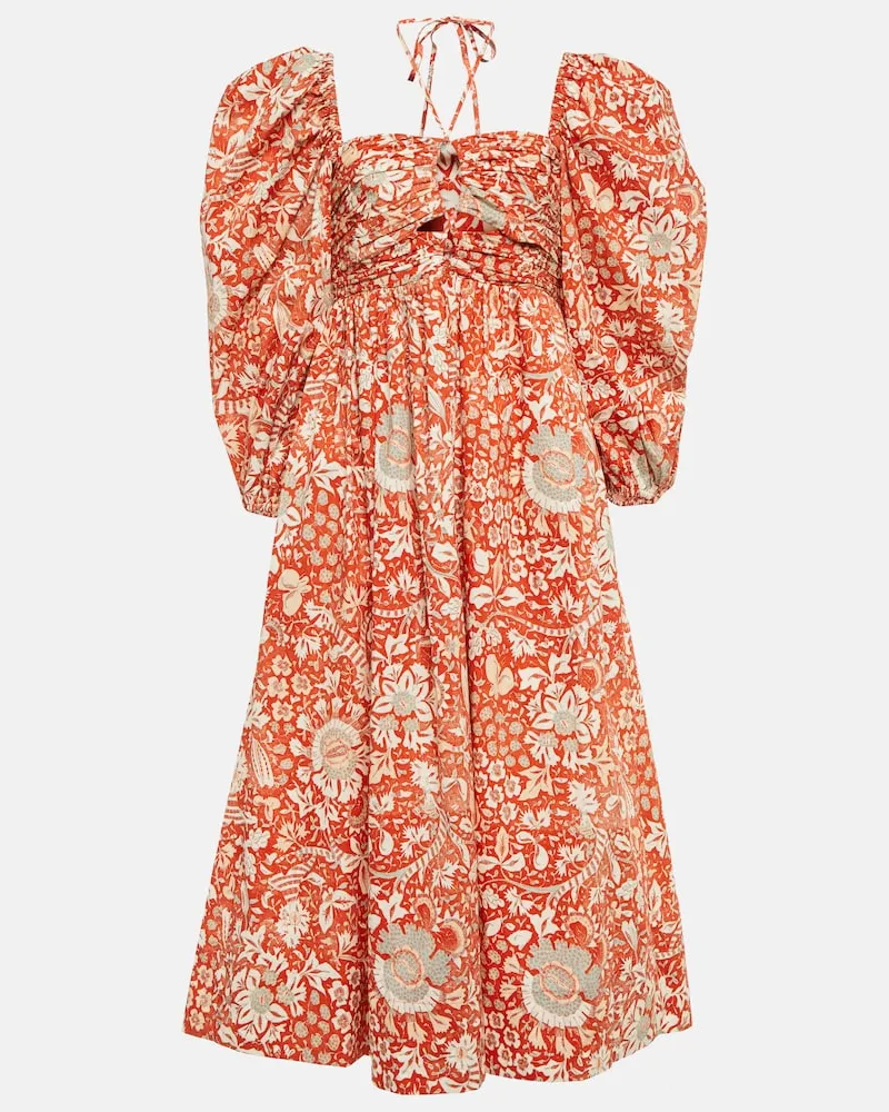 Ulla Johnson Abito midi Alessa in cotone con stampa Multicolore