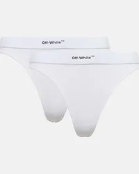 OFF-WHITE Set di 2 perizoma in cotone con logo Bianco