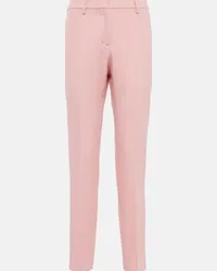 Burberry Pantaloni slim in lana a vita media Rosa