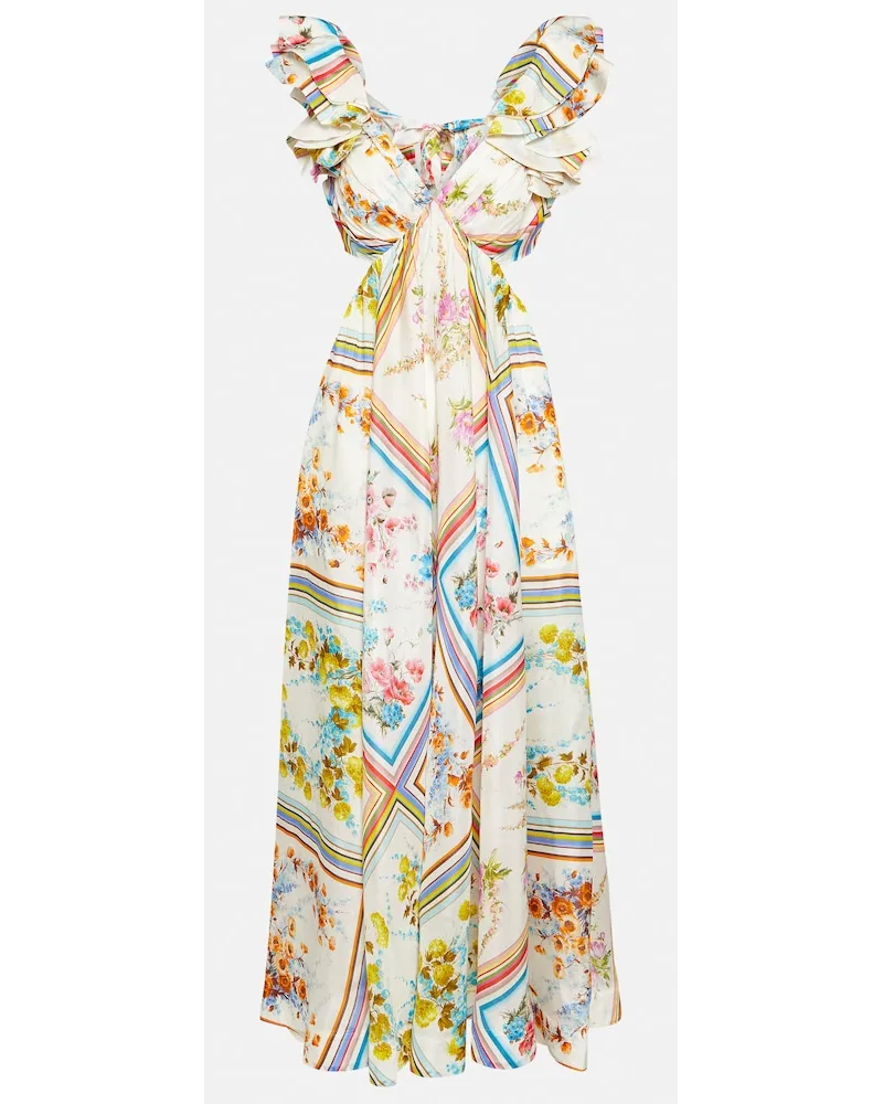 Zimmermann Abito lungo Halcyon in seta con stampa Multicolore