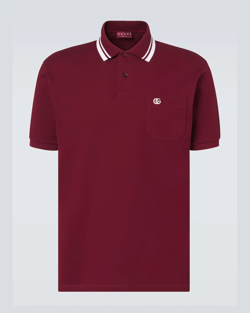 Gucci Polo in piquÃ© di misto cotone Double G Borgogna