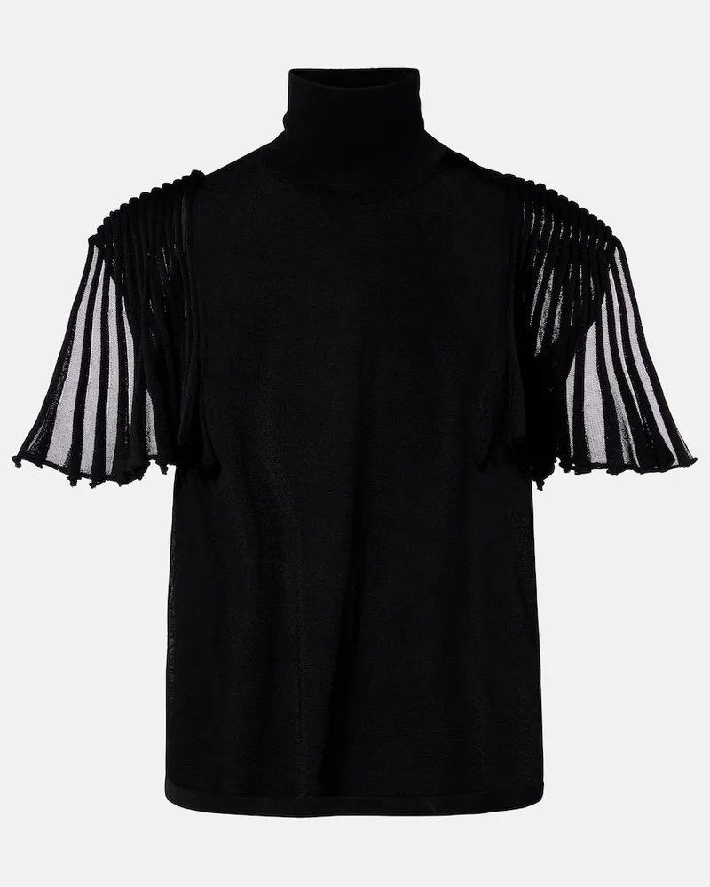 Alaïa AlaÃ¯a Top a collo alto semitrasparente Nero