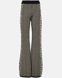 Balmain Pantaloni flared in misto lana Nero