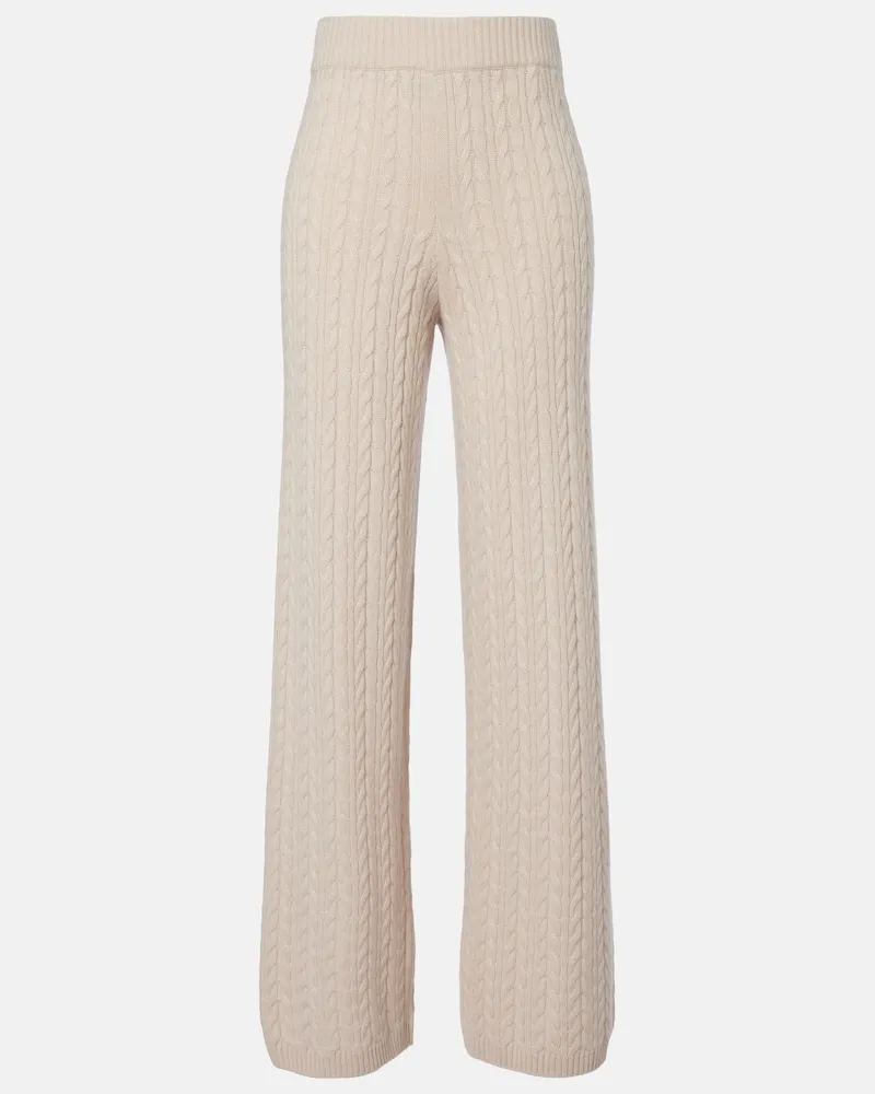 AGNONA Pantaloni a gamba larga in cashmere a trecce Beige