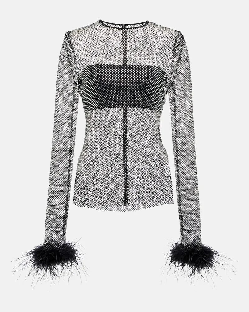 Giuseppe di Morabito Top in rete con piume Nero