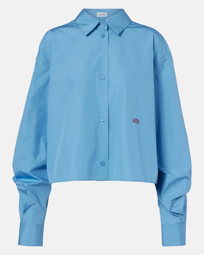 Loewe Camicia Anagram in cotone con ricamo Blu