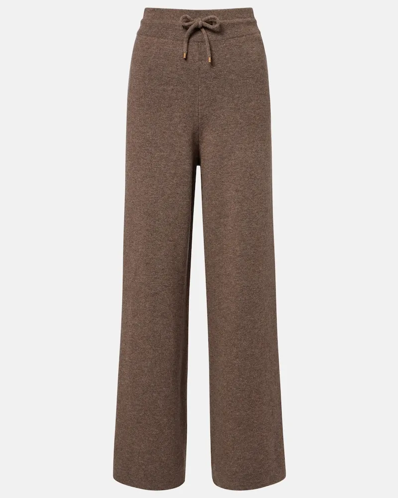 AGNONA Pantaloni a gamba larga in cashmere, lana e seta Marrone