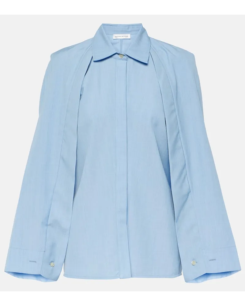 Victoria Beckham Blusa in lana vergine con mantella Blu