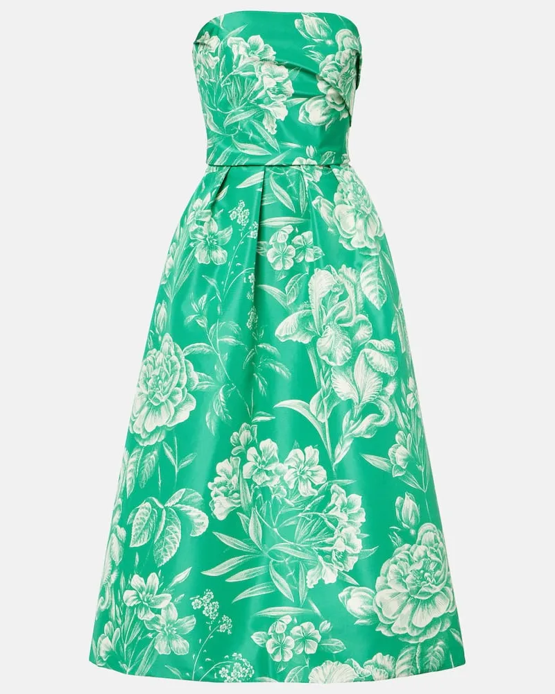 Monique Lhuillier Abito lungo in seta Verde