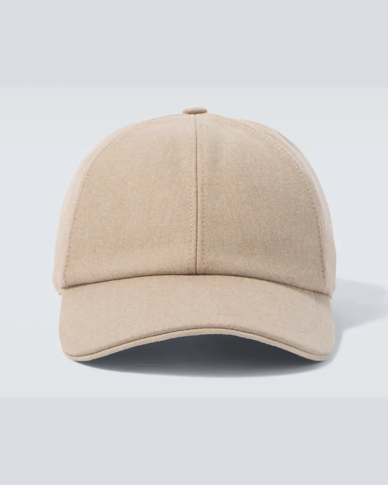 Eleventy Cappello da baseball in lana, seta e cashmere Beige
