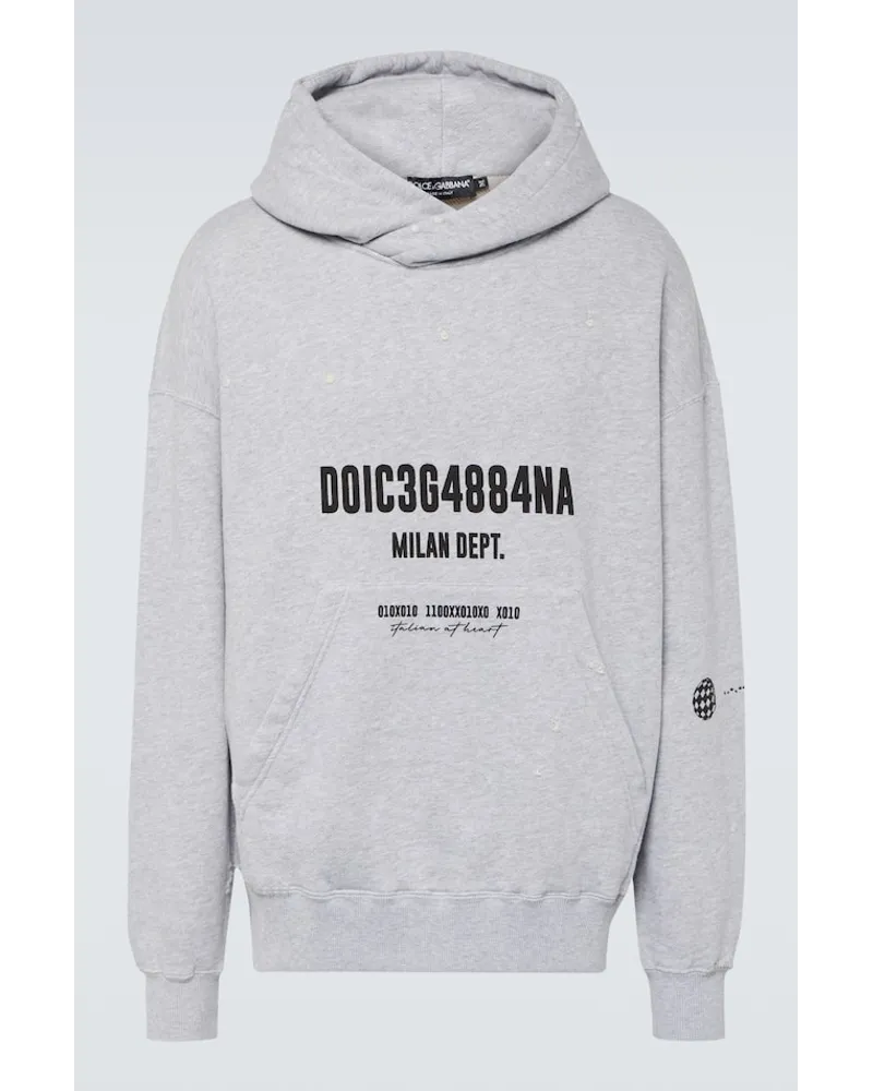 Dolce & Gabbana Felpa in cotone con cappuccio Grigio