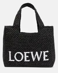 Loewe Paula's Ibiza - Borsa Small in rafia con logo Nero