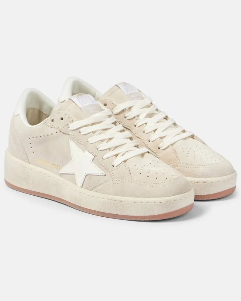 Golden Goose Sneakers Ball Star 2 in suede con pelle Beige