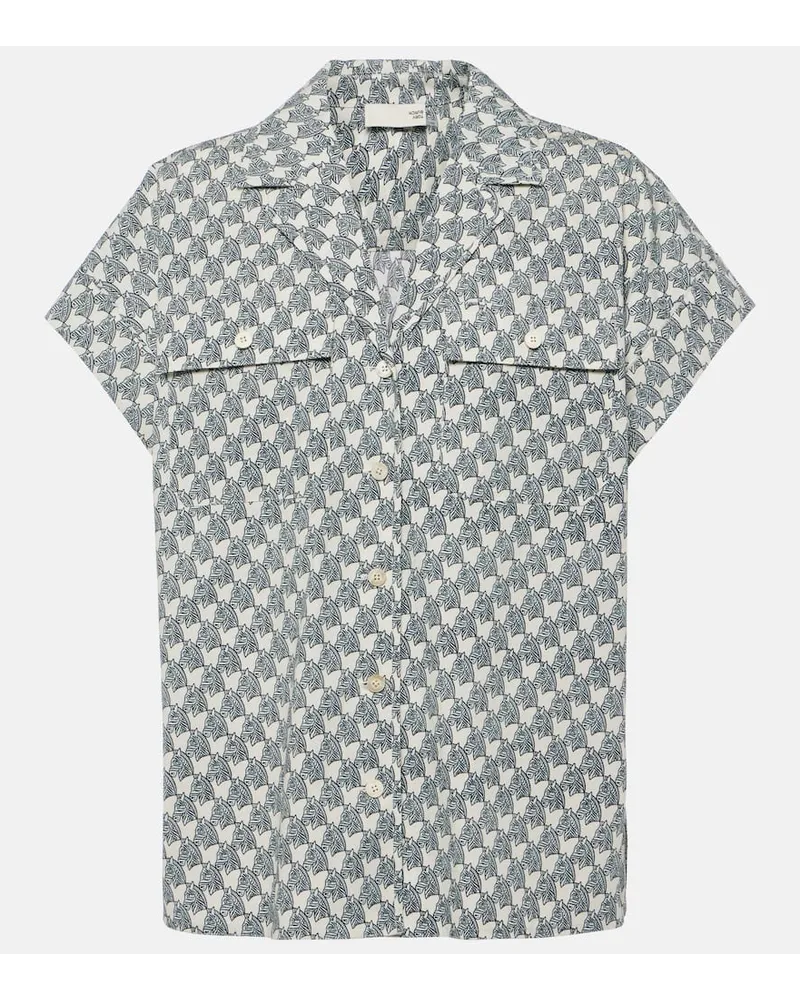 Tory Burch Camicia in popeline di cotone con stampa Blu