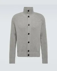 Tom Ford Cardigan in lana e cashmere a coste Grigio