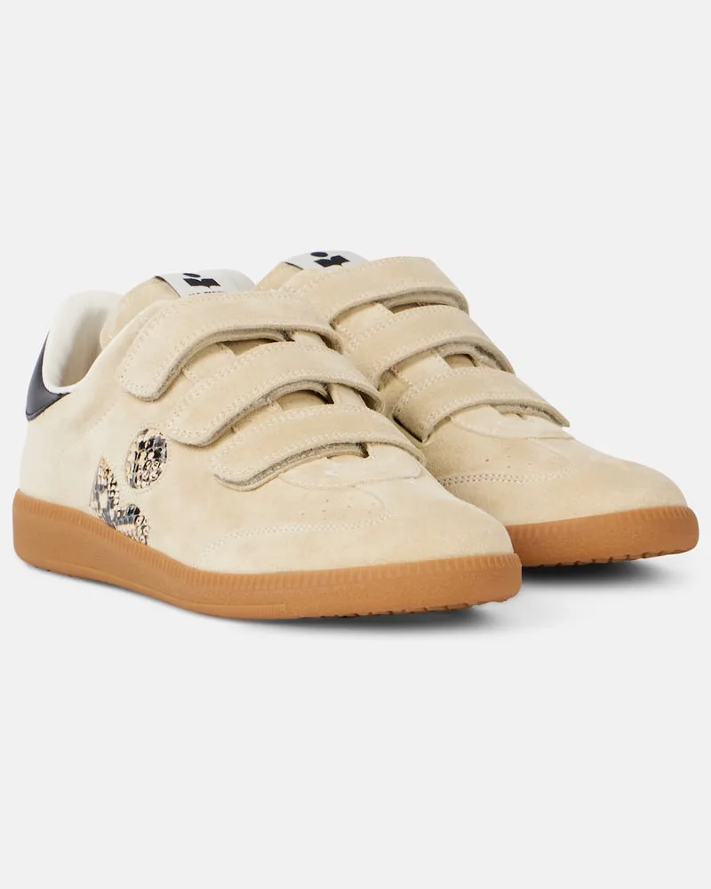 Isabel Marant Sneakers Beth in suede con logo Beige