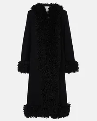 Nina Ricci Cappotto in lana e pelliccia sintetica Nero