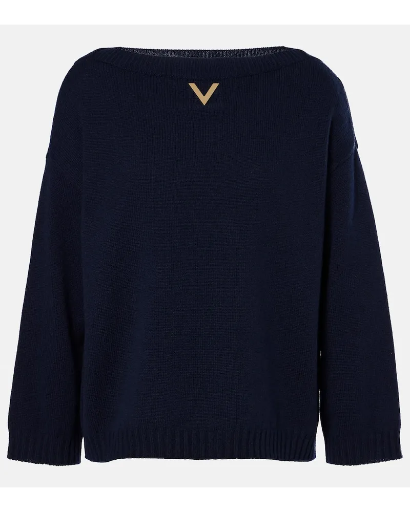Valentino Garavani Pullover VGold in cashmere Blu