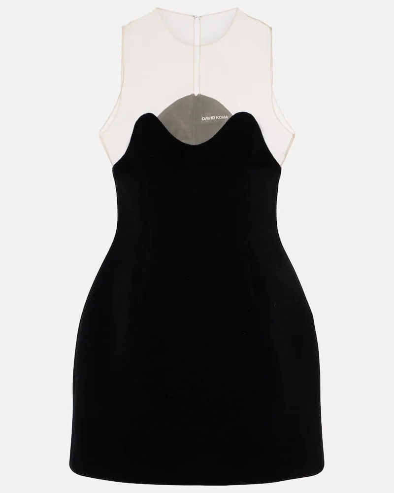 David Koma Abito corto Wave con tulle Nero
