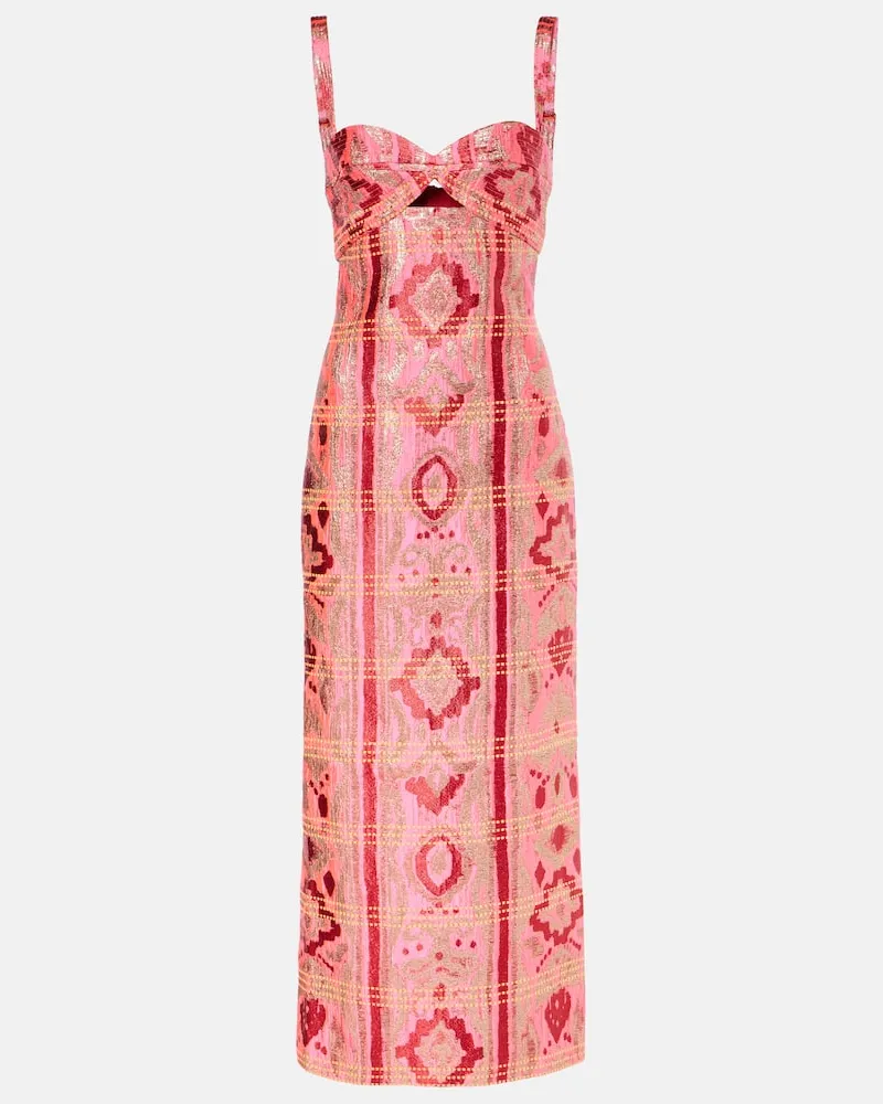 Johanna Ortiz Abito midi in jaquard lamÃ Rosa