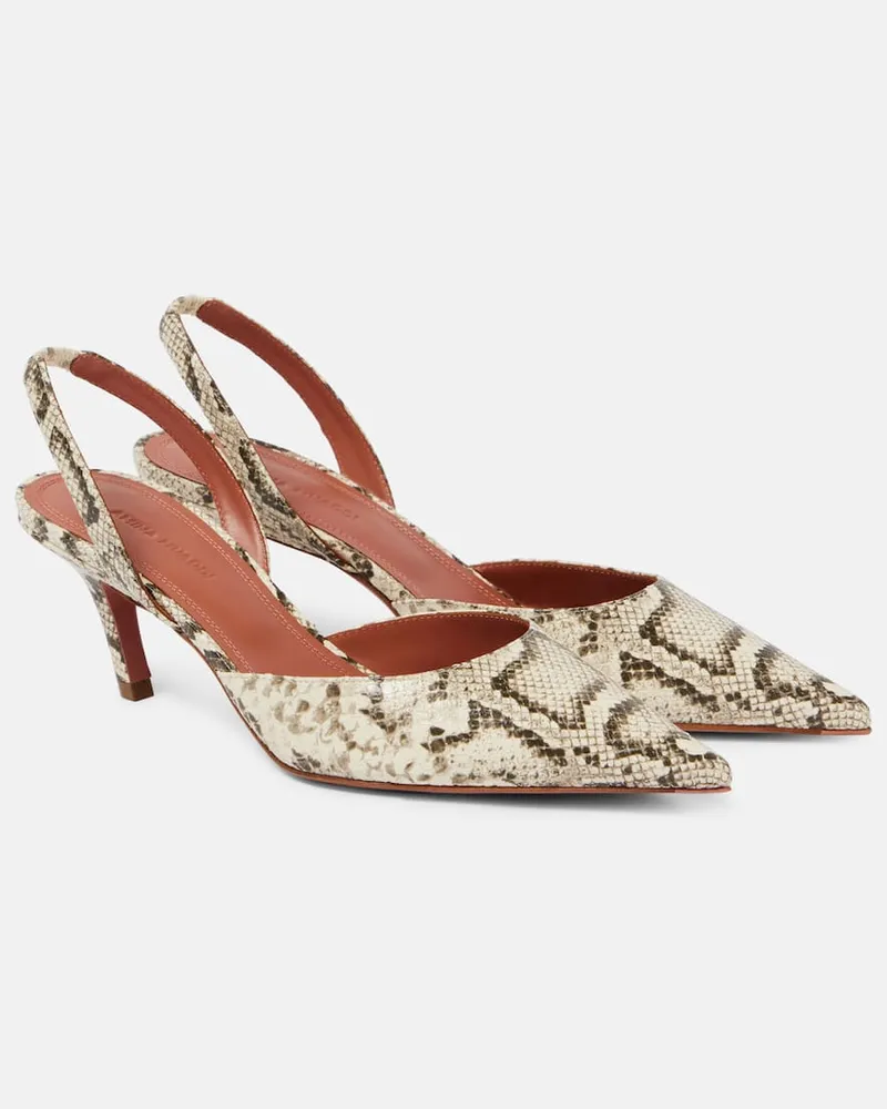 Amina Muaddi Pumps slingback Sofia in pelle stampata Beige
