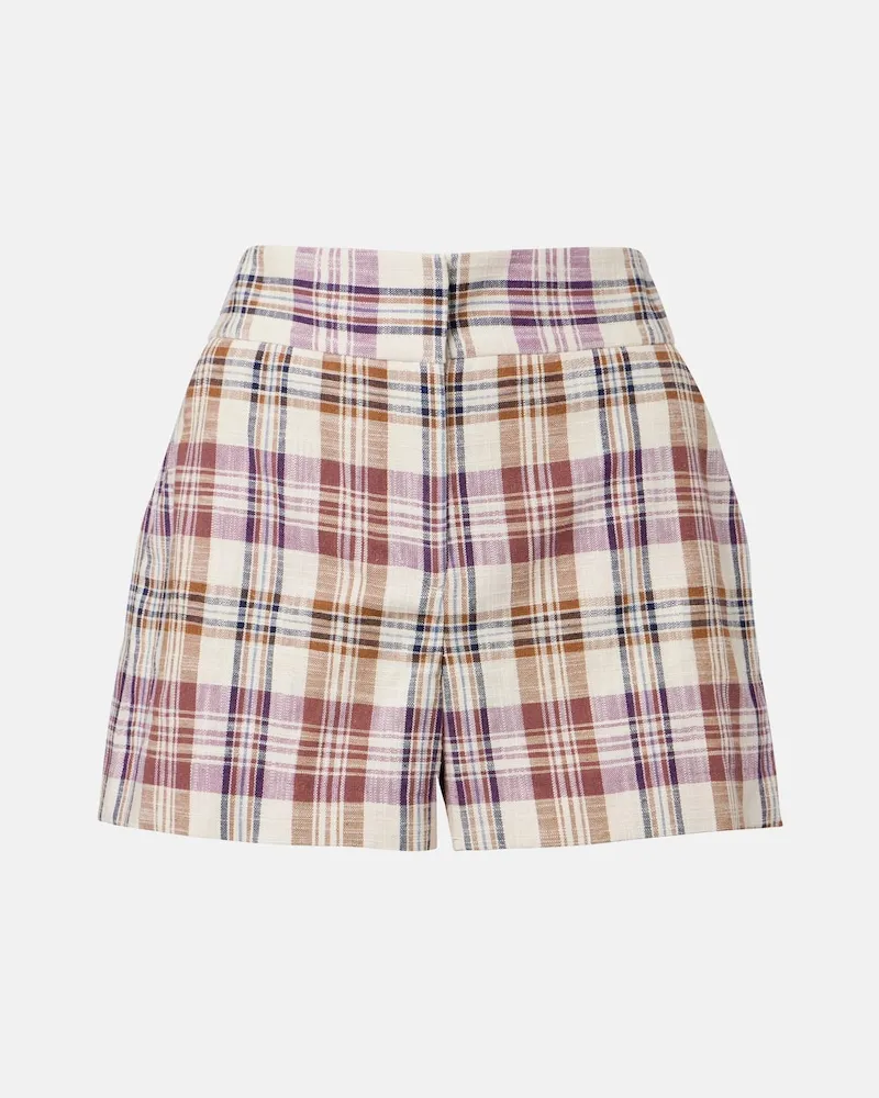 Veronica Beard Shorts Allen in misto cotone a quadri Beige