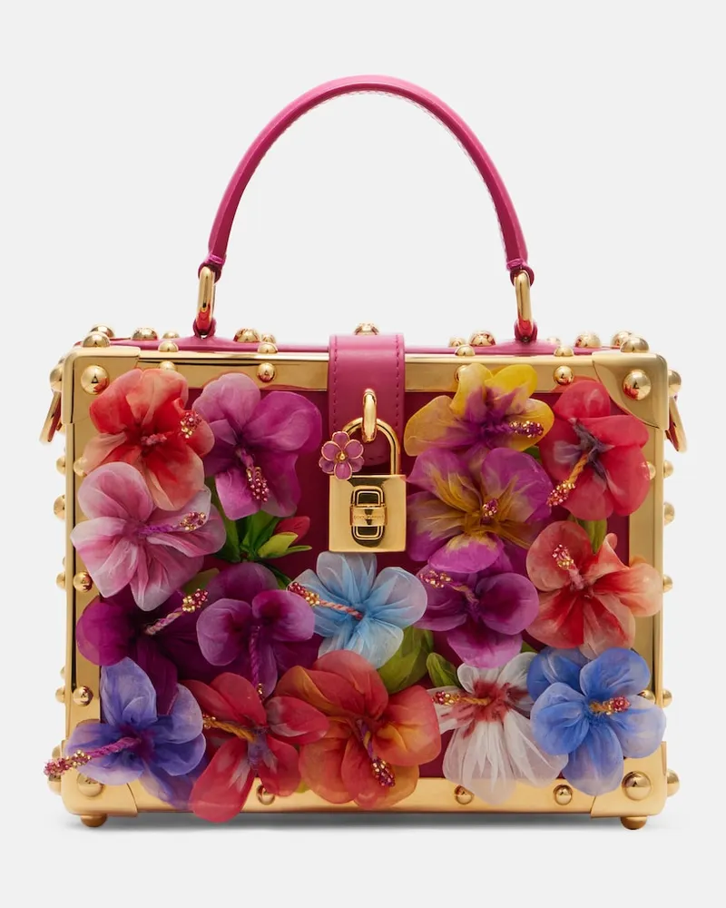 Dolce & Gabbana Borsa Dolce Box in pelle con applicazioni Rosa