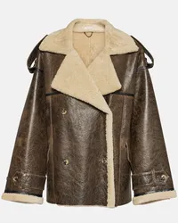 THE MANNEI Cappotto Jordan in pelle e shearling Marrone