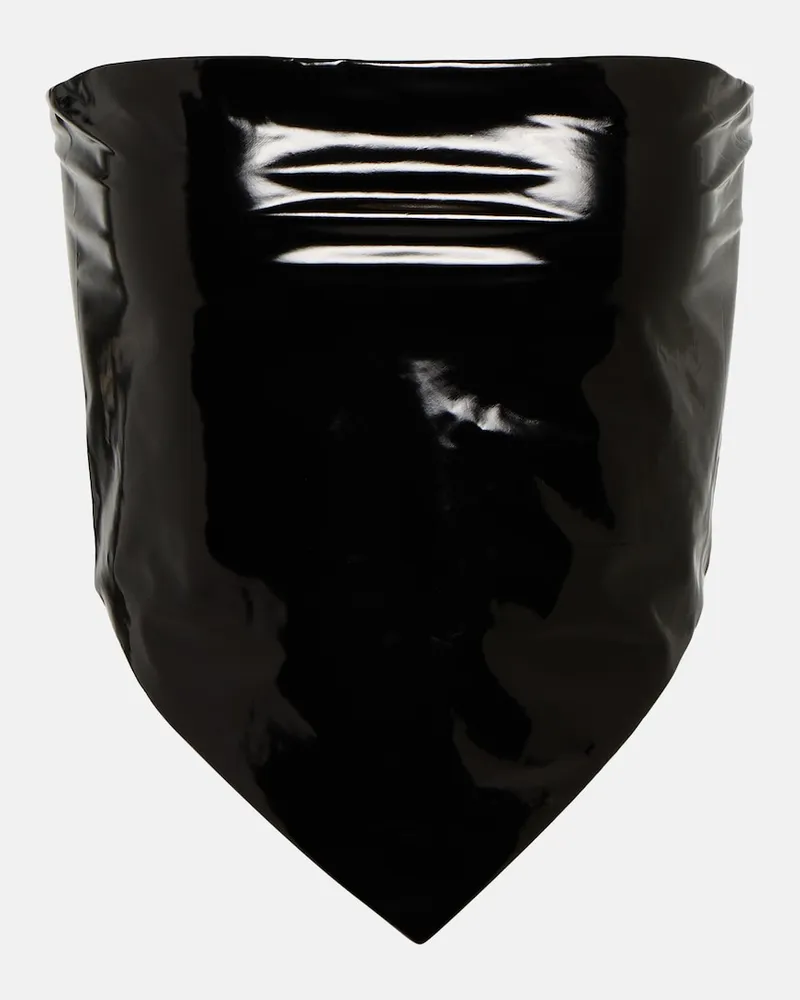 ROTATE Birger Christensen Top senza spalline verniciato Nero