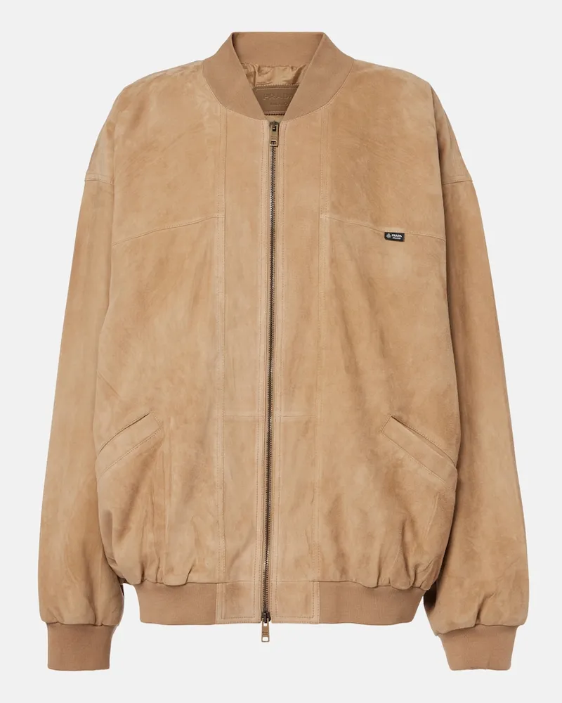 Prada Giacca blouson in suede Beige