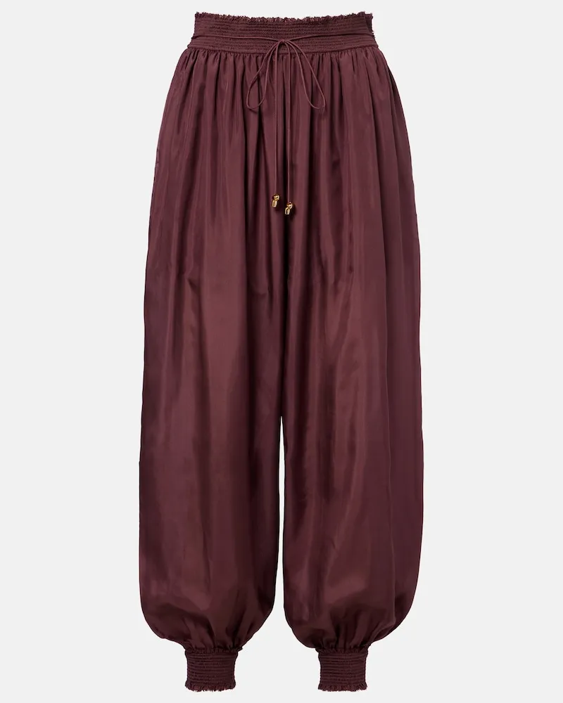 Zimmermann Pantaloni Aster in seta habotai Borgogna