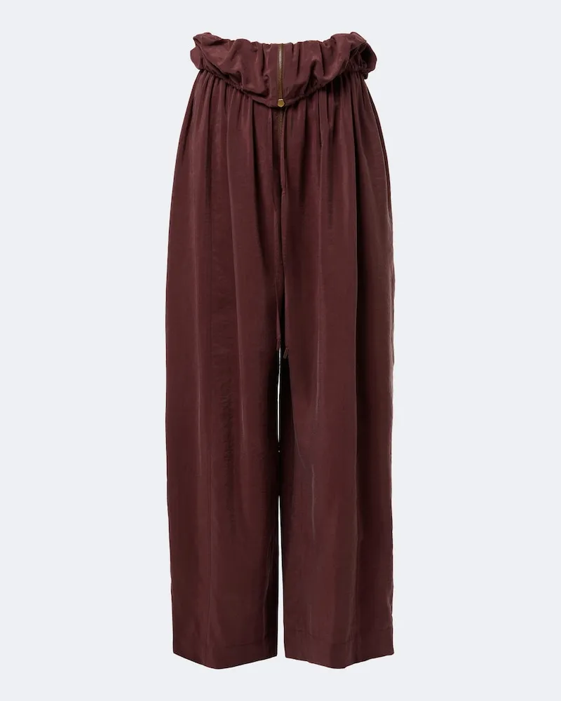 Chloé Chloé Pantaloni a gamba larga in misto seta Borgogna