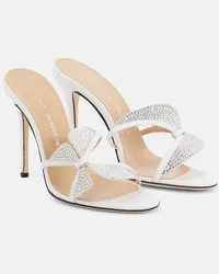 Alessandra Rich Sandali Butterfly in pelle con cristalli Bianco