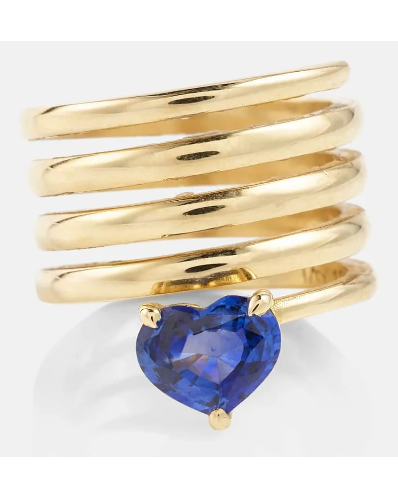 SHAY Anello Heart Spiral in oro 18kt con zaffiri Oro
